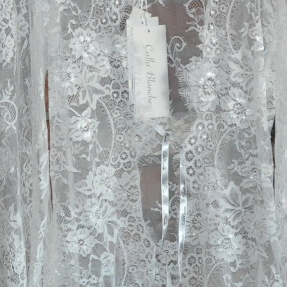 Calla Blanche Ivory White Sheer Lace Robe, Bell Sleeves. New with tags. M - Picture 9 of 10